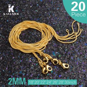 whole 20pcs 2mm Gold color Snake Chains Necklace 16-30inch Fashion Women's Sweater chain Bohimia style Factory 219K