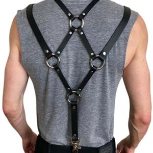 Мужчины сексуальные хараджуку из искусственного кожача для корпуса жгут грудь подвески панк -плечевой ремешок232J