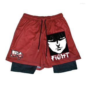 Heren Shorts Anime Baki 2 In 1 Sport Mannen Sportkleding Hardlopen Strand Workout Zomer Gym Fitness Training Jogging Vrouwen Korte Broek