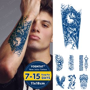 Blue Lasting Ink Juice Waterproof Temporary Tato Sticker Sheet Totem Eyes Eagle Tiger Personality Body Art Fake Tattoo Men Women