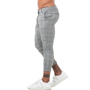 Men s Pants GINGTTO Mens Casual Trousers Skinny Stretch Chinos Slim Fit Pant Plaid Check Men 230721