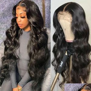 Human Hair Wigs 100% Closure Wig Body Wave Lace Front 13X4 Hd Transparent Frontal Preplucked Brazilian Drop Delivery Products Remy Vi Dhpiu