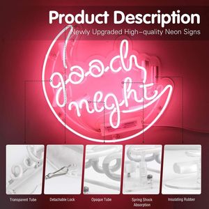 Neon Sign Good Night for Bedroom Pink Hanging Wall Restroom Housing Home Amazing Incredible Excellent 14 5X12 5 Inches Shippi281S