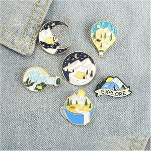 Pins Broches Cam Adventure Esmalte Pins Custom Explore Natural Cenário Broche Lapel Badge Bag Cartoon Jewelry Gift For Kid Friend D Dh5Hp