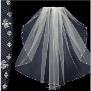 2019 Sparkling High Quality 1 Layer Beads Bridal Veils With Comb White Ivory Bridal Wedding Accessorie2536