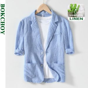 Ternos masculinos Blazers Verão Casual 100% Linho Safari Ternos Roupas Masculinas Respirável Cor Sólida Blazers Jaquetas Masculinas BL997 230720