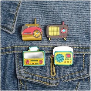 Pimler broşlar karikatür taşınabilir radyo tv seti emaye pinler yaka rozetleri giysi çanta takı hediye arkadaşlar için
