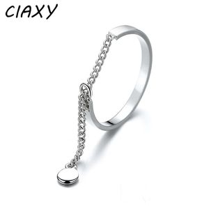 CIAXY Silver Color Adjustable Ring Tassel Chain Small Beanie Personality Drop Accessories Girl Women Rings Jewelry