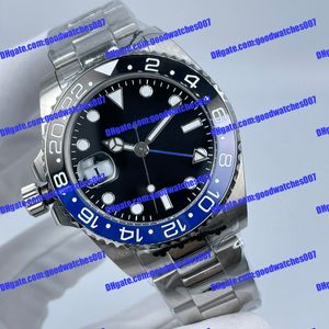 Левые мужские часы автоматические механические 40 мм 316L Сталь 126710 Синий черный сплав Безель GMT Календарь сапфировые стеклянные супер-часы роскошные подарок 126710blnr-0003 Watch