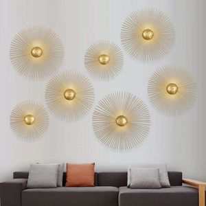 Wall Stickers Sun God Style Round Metal Copper Lamp Restaurant Bedside Table Retro Home Decoration Art Design 230720