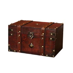 Retro Treasure Chest Vintage Träförvaring Box Antik stil smycken Organiser för smyckesbox Trinket246o