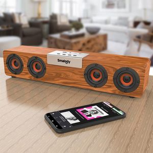 Smalody S90 Wireless TWS Bluetooth głośnik 20W drewniany drewno subwoofer komputerowy głośnik drewniany stereo telewizor pasek dźwiękowy tf fm Radio349a