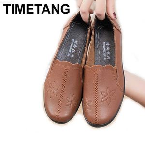 Dress Shoes TIMETANG34-43 shallow moccasins comfortable women leisure lace-up sneakers concise ballerina flats retro square toe grandmother L230721