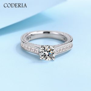 Wedding Rings 14K White Gold Plated Never Fade Sterling Silver Luxury Ring High Quality Cut D Color 1 Carat Women Jewelry 230721