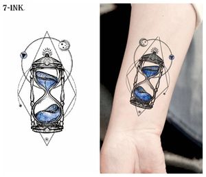 Vattenöverföring Tattoo Hourglass Moon Star Tatto Body Art Watertproof Temporary Fake Tatoo for Man Woman Kid 10.5*6cm