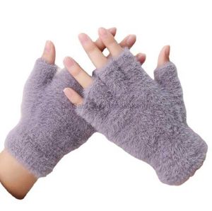 Women Knit Warmer Gloves winter Warm Cashmere Fingerless soft gloves Mittens Terry brushed knitted magic glove lady skiing working fleece mitten
