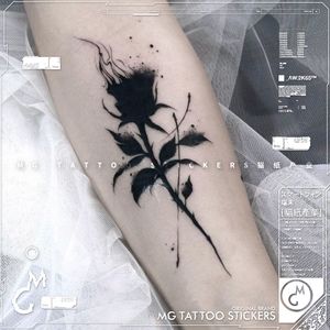 Black Flame Rose Tattoo Сексуальные фальшивые татуировки для женщин Элегантная рука