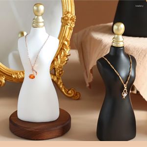 Jewelry Pouches Resine And Metal Necklace Bust Display Pendant Chain Holder Neck Jewellery Organizer Stand Holders Mannequine Case