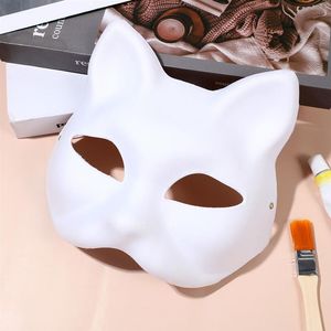 6pcs maske kedi maskeli balo boş maskeler beyaz hayvan boş yüz kadınlar diy cadılar bayramı cosplay parti çocuk kadın therian kurt kostümler