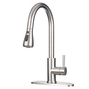 Commercial Modern Stainless Steel Brushed Nickel Kitchen Faucet with Pull Down Sprayer High Arc Single Handle Sink Faucets with De272U