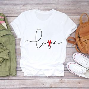 Camisetas femininas Camisetas femininas Love Balloon Romance Printing Cute Summer Autumn 90s Print Lady Womens Elegant Top Shirt Girl Tee T-shirt