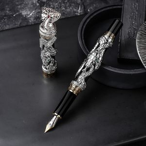 Gift Fountain Pens Jinhao Double Dragon / Snake Vintage Luxurious Fountain Pen / Pen Holder Full Metal Carving Emunching Heavy Gift Pen Pen Collection 230720