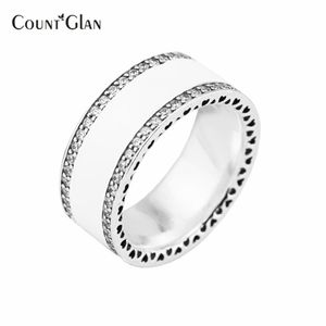 Compatibile con gli anelli Pandora New Sterling-Silver-Jewelry Smalto Clear CZ Rings for Women 925 Silver Hearts of Brand Ring 2017325U