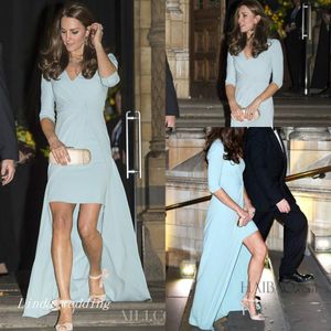 Jenny Packham Kate Middleton Sky Blue Blue Dreast High Low Low Celebrity Dress 정식 무도회 파티 이벤트 Gown247c