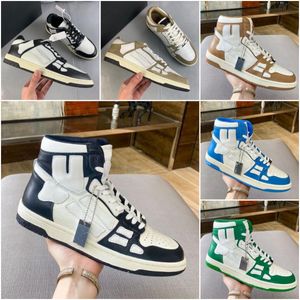 Skel-top sneakers lyxdesigner män fjäderskor läder ben applique övre eva fotbädd låg top high-top sportsko komfort toppkvalitet storlek 38-45