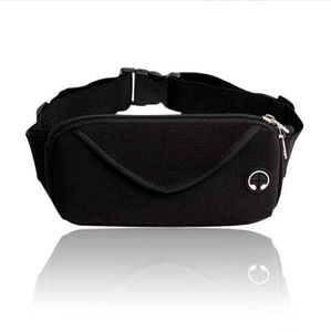 Utomhuspåsar Kvinnor Män i midjan Gym Elastisk justerbar rems Zipper Fanny Pack med hörlurshål Vandring av midja i midjan