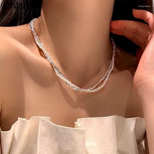 Girocollo Draweye Collane a doppio strato per donna Perle Perline Moda coreana Gioielli eleganti Vintage Dolce semplice Collares Para Mujer