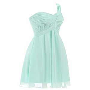 Under 30 Women's Chiffon Bridesmaid Dress Guest Party Gown One Shoulder Chiffon Short Mini Prom Party Dresses Cheap 280L