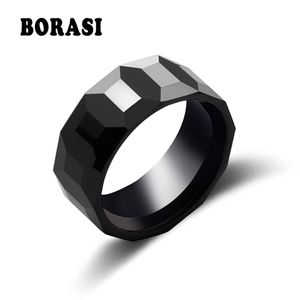 Classic Design Black White Pink Geometric Ceramic Ring For Men And Women Top Quality Jewelry Rings Wedding Anniversary Best Gift