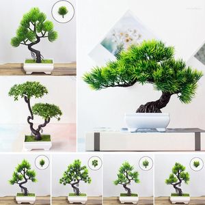 Dekorativa blommor konstgjorda växter bonsai krukväxter gröna små träd falska bord prydnader hem trädgård parti el dekoration