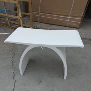 New Matte Modern Curved Design Bathroom Seat Shower Enclosure Stool Matt White Acrylic Solid Surface Sauna Chairs WD1111182E