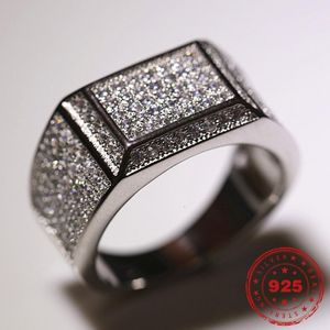 Bröllopsringar Hoyon S925 Sterling Silver 2 Carat Diamond Ring Men S Anilo Gemstone 925 Jewely Bougue Anilomuje 230721