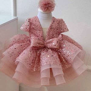 Summer Girls Princess Dress Fashion Shiny Sequin Baby Kids Birthday Party Dresses Wedding Clothing Teen Sweet Tutu Dress New