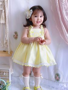 Girl Dresses Summer Spanish Custom Princess Dress Light Yellow Tutu Girl's Birthday Eid Girls Christmas Flower
