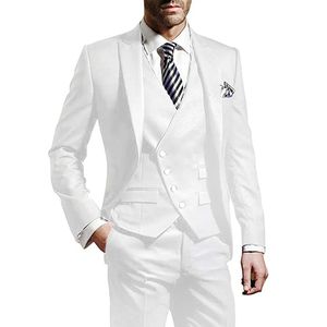 Men's Suits Blazers White Men Wedding Groom Wear Lapel Tuxedos Business Party Suit 3 Pieces JacketVestPantCostume Homme 230720