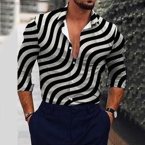 Camisas casuais masculinas Tops masculinos de botão Casual manga longa M/L/XL/2XL/3XL Estampado fino respirável Vida diária Durável e prático L230721