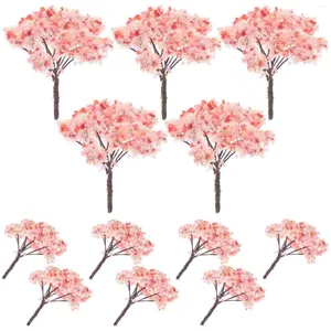 Decorative Flowers 12 Pcs Japan Tree Model False Plants Outdoor Faux Artificial Trees Fake Cherry Blossom Accessories Centerpiece