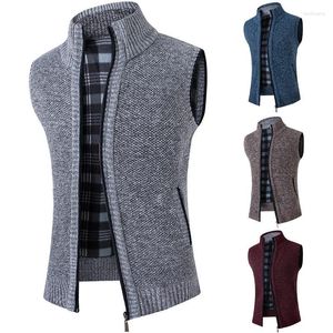 Gilet da uomo Autunno Inverno Casual Gilet in pile Uomo Maglioni spessi e caldi Cappotto in cashmere Giacca senza maniche Gilet con cerniera in maglia Outwear