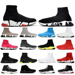 Tasarımcı Çorap Ayakkabıları Erkek Kadın Graffiti Beyaz Siyah Kırmızı Bej Pembe Açık Dantel Neon Neon Sarı Çorap Hız Runner Eğitmeni Düz Platform Sabah 36-45
