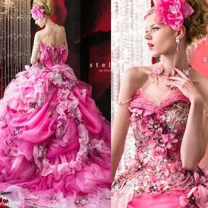 Stella De Libero Beaded Wedding Dresses Rhinestone Appliques Flowers Backless Bridal Ball Gowns Floor Length Ruffle Wedding Dress254U