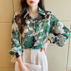Frauen Blusen Koreanische Mode Frau 2023 Lange Hülse Frauen Tops Button Up Hemd Polo Hals Weibliche Kleidung Grundlegende OL damen Casual