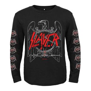 Erkekler Tişörtler Slayer Gösterilmez Merhamet Uzun Kollu Tişörtlü Erkekler Vintage Tshirt Harajuku Street Giyim Hip Hop Pamuk Tshirt Tee Üstleri J230721