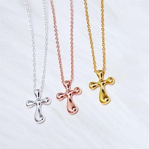 Pendanthalsband Real925 Logo 11 Classic Sleek Geometric Cross Tif Necklace Ladies Luxury Jewelry Ity Brand Birthday Party Gift231e