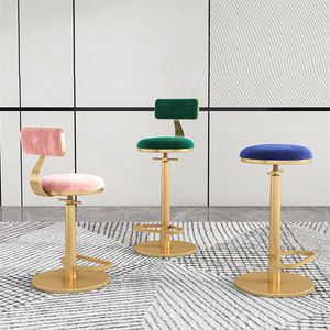 bar furniture Barstools lift high Chairs lightluxury iron Spin backrest bar chair front desk counterstool Home furniture adjustabl294E