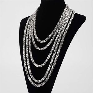 6mm Classic Mens Silver Byzantine Necklace Stainless Steel Chain Jewelry 45cm 50cm 60cm 70cm 75cm221p