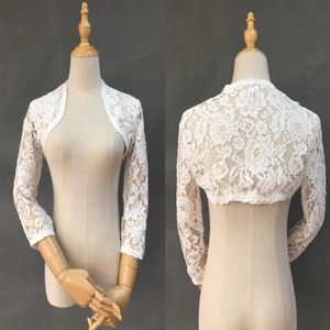 Hochwertige Spitze Hochzeit Brautjacken Bolero 3 4 lange Ärmel Wrap für Hochzeitskleid Kleider Plus size247V